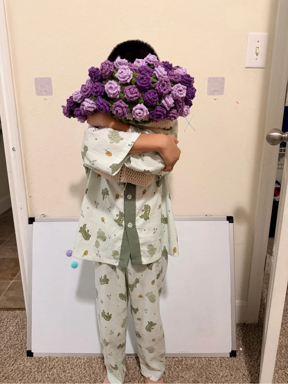 Handcrafted Purple Crochet Rose bouquet blanket